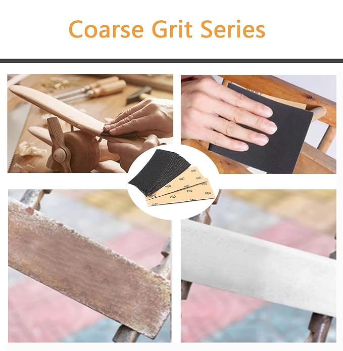 30Pcs 9 x 3.6 Inchs 80 Grit Wet and Dry Handmade Universal Sanding Sheets, Suitable for Woodworking Furniture/Automobiles/Metal/Lacquer Polishing Sandpaper