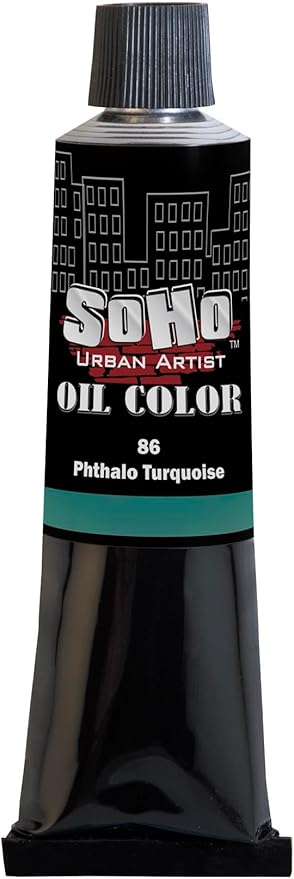 Soho Urban Artist Oil Paint - Phthalo Turquoise, 170 ml Tube - Best Valued Oil Colors for Painting, Excellent Pigment Load