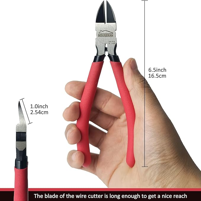 Wire Cutters, 5 PACK, 6" Wire Cutter Set, HOUSERAN Side Cutters Flush Cut Pliers, Diagonal Cutting Pliers with 2 Layers Non-slip Handle, Spring Loaded Wire Cutters for Jewelry Making, Crafts, Zip Tie
