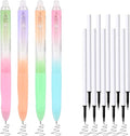 Temiary 4 Pcs Erasable Gel Pens & 10 Pcs Refills, Retractable Ink Pen with Eraser Clear, 0.5mm Fine Point Smooth Writing Make Mistakes Disappear for Crossword Puzzles Note Taking (Black Ink)