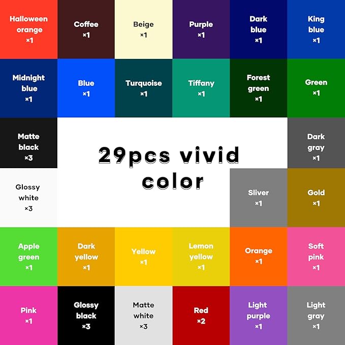 HTVRONT Permanent Adhesive Vinyl Sheets for Cutting Machine, 40 Sheets 12" x 12" Permanent Vinyl Bundle for Cups, Decals, Craft Projects