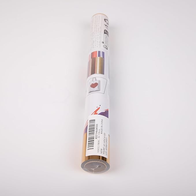 VINYL FROG Metallic Foil HTV Vinyl Roll 12" x5ft Gold Heat Transfer Vinyl Chrome Iron on Vinyl Easy to Cut & Weed DIY Heat Press Design for T-Shirts