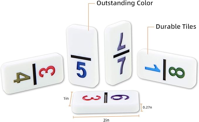 NOLIE Mexican Train Game, Double 12 Domino Set, Colored Number Dominoes with Aluminum Case