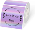 Holographic Square Thermal Labels Stickers 3" x 3", Direct Square Thermal Stickers Labels, Glitter Self-Adhesive Thermals Label for Small Business- Holographic Purple