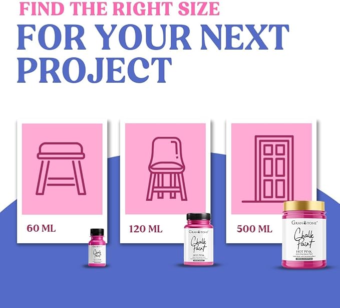 GRANOTONE Chalk Paint for Furniture | Matt-Finish Water-Based Acrylic Paint for Wood, Walls, Metal, Glass, Paper, Fabric Canvas | Maximum Coverage Chalk Paint for Kids & Adults, 120 Ml (VERVE VIOLET)