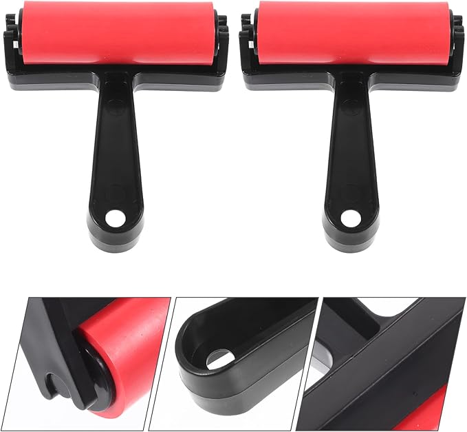 Ciieeo 10 Pcs Red Roller Mini Tools Hand Tools Tools Printmaking Brayer Hard Rubber Applicator DIY Craft Brush Manual Rubber Roller Small Brayer Painting Roller Ryle Plastic Ink