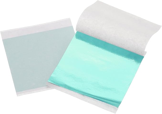 uxcell 100pcs Leaf Sheets, 3.5" x 3.5" Foil Sheets Paper Sheets for DIY Crafts Painting Nails Resin Furniture Decoration(Cyan)