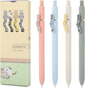 FIOVER Cat Pens,4Pcs 0.5mm Quick Dry Black Ink Fine Point Smooth Writing Pens, High-End Series Ballpoint for Journaling Note Taking, Cat Lover Gifts for Women
