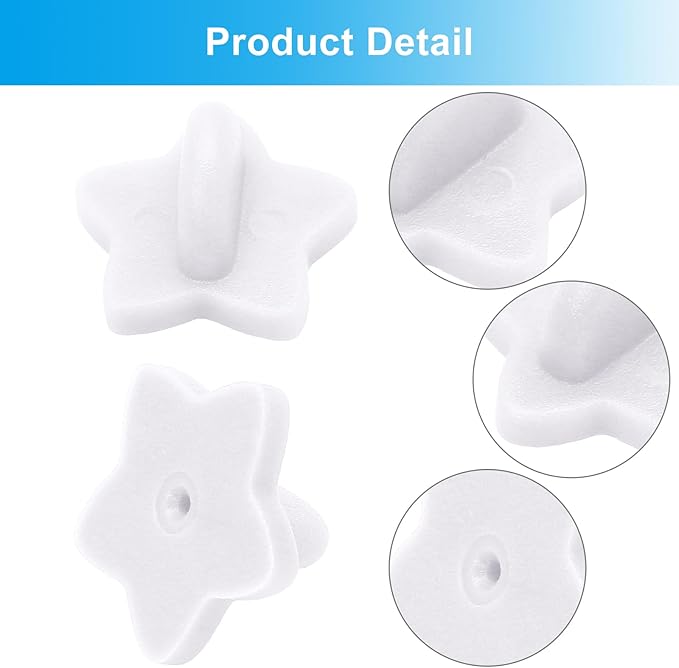 100 Pack Star Shape Rubber Pin Backs, Lapel Pin Backing Locking Pin Keepers, Brooch Holder for Uniform Badge Hat Tie（White）