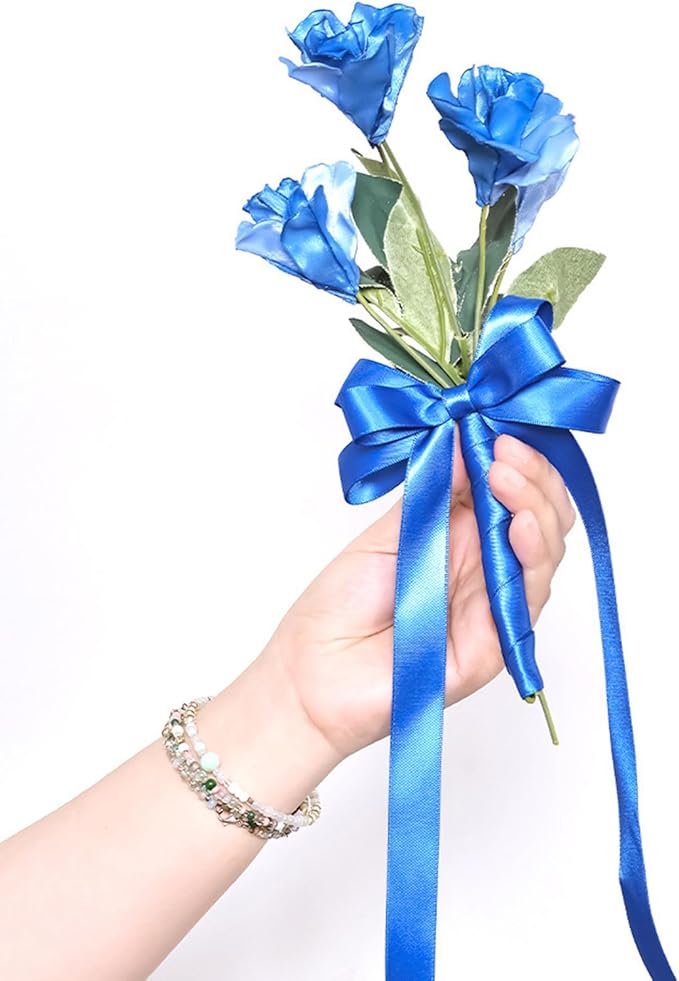 1" x 100 Yards Royal Blue Polyester Satin Ribbon Single Faced Bulk Fabric Ribbons for Gift Wrapping, Crafting, Bows Making, Flower Bouquet, Wedding, Home Decor