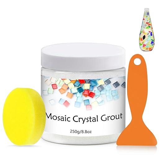 Mosaic Crystal Grout, Mosaics Tile Tools, Mosaic Tile Accessories – Essential for Handmade Grouting and Perfect for DIY Craft Projects (White, 8.8oz)