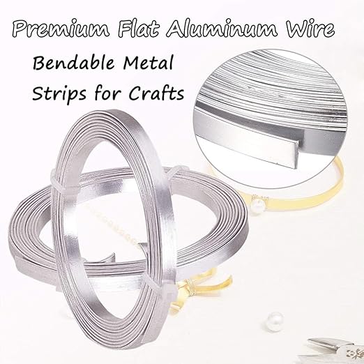 Flat Aluminum Wire Bendable Flat Wire for Crafts 5mm Metal Strips for DIY Jewelry Making Bezel Sculpting Armature 18Gauge 6.5Feet/Roll 2Rolls (5mm Wide, Silver, 2)