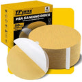 6-Inch 100-Grit Gold PSA Sanding Discs, 50 Pack – Pro-Grade Self-Adhesive Stickyback Sandpaper with Quick-Release Tabs for DA Sander, Medium-Coarse Automotive/Wood/Metal Sanding