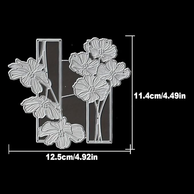 Lapoo Flowers Metal Cutting Die for Scrapbooking - Durable, Cut Stencils for DIY Scrapbook Photo Album Decorative Paper Card, Card Making Supplies, Embossing (Poppy Flower Frame 4.9 x 4.5 in)