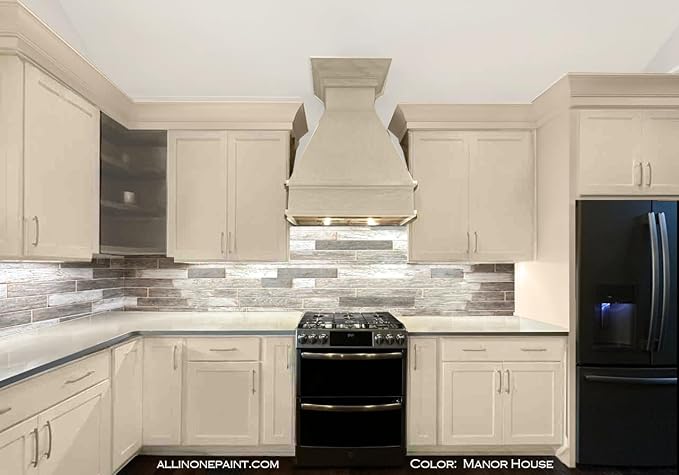 ALL-IN-ONE Paint, Durable cabinet and furniture paint. Built in primer and top coat, no sanding needed. Includes our 30 featured color card - Manor House (creamy off white), 8oz Sample