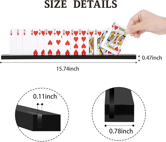 Playing Card Holder Stand Width 400mm (15.75 in.) White Acrylic Set for Playing Card Games, Trading Card or Other Card, Board Games (4 Pcs, White)