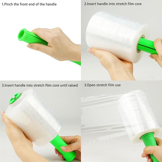 Mini Clear Stretch Wrap Film roll,5''x1000ft,4 Packs with 1 Plastic Handle,Self Adhering Industrial Plastic Wrap for Pallet Wrap,Heavy Duty Packaging,Moving,Transparent Shrink Wrap,80 Gauge