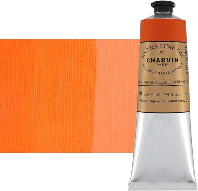 Charvin Extra Fine Oil Paint, Cadmium Orange 150 ml - Triple-Milled, Rich Texture, Poppy Oil-Based, Light-Fast, Handmade, Archival Quality