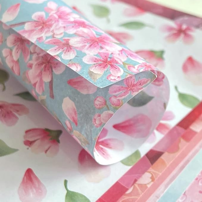 Origami 6x6 Paper Kit 50 Sheets 12 Vivid Colors Double Sided Printed Traditional Patterns Square for Arts Crafts Projects, Japanese Sakuras Flowers Chiyo