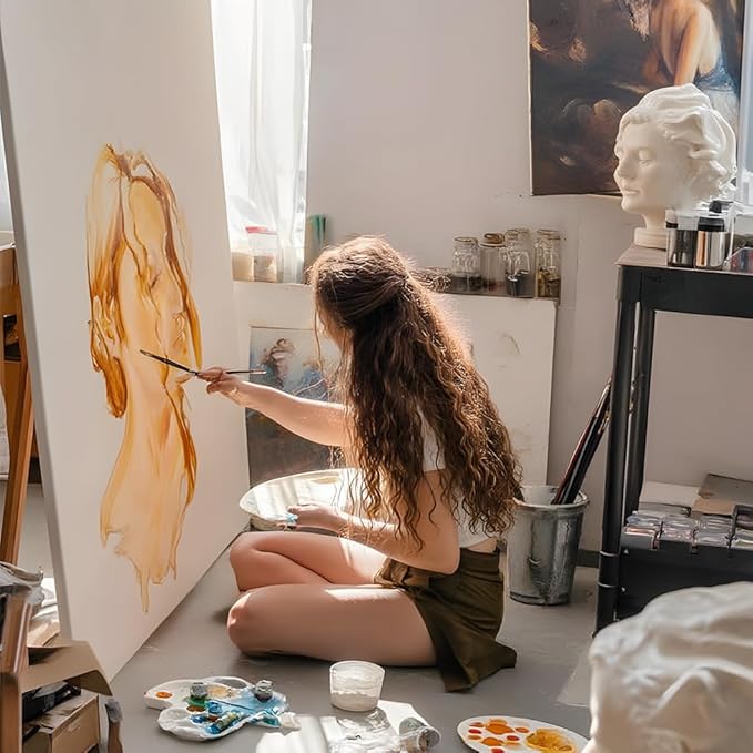 PHOENIX 24x30 Inch Museum Canvas - 2 3/8 Inch Thick Porfile Deep Large Stretched Canvas for Painting 1 Pack 100% Cotton 11 Oz. Gesso Primed White Blank Professional Canvas Oil & Acrylic Paints