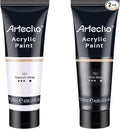 Artecho Professional Acrylic Paint, White and Black (120ml / 4.05oz) Tubes, Art Craft Paints for Canvas, Rock, Stone, Wood, Fabric, Art Supplies