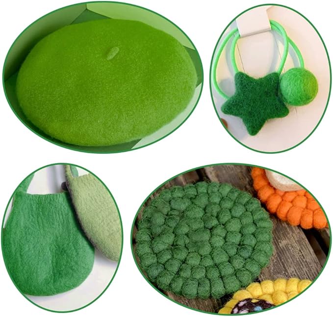Wool Roving Bulk - 8.82oz Super Wool Chunky Yarn, Wool Roving Top for Needle Felting, Soft Felting Wool Supplies for Hand Spinning, Blending, Weaving and DIY Craft (Grass Green)