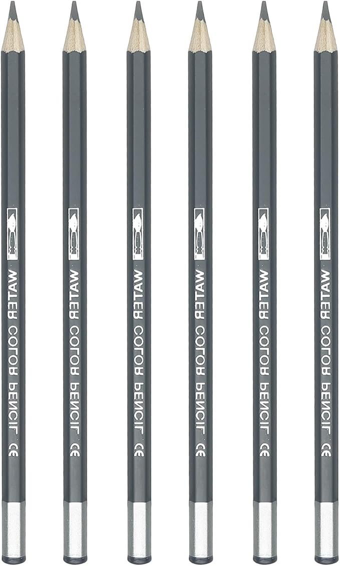 PATIKIL Watercolor Pencil, 6Pcs Water Soluble Pencils for Blending, Coloring, Sketch Drawing, Painting, Grey