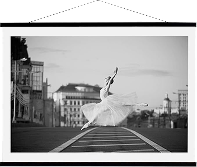 WITCOLOR 36 Inch Wide Magnetic Frames, Strong Magnet, Wood Poster Hanger for Diamond Painting, Maps, Pictures, Prints, Scrolls, Canvas Artwork, Movie Poster, Bedroom, Office (Black)