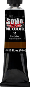 Soho Urban Artist Oil Paint - Raw Umber, 50 ml Tube - Best Valued Oil Colors for Painting, Excellent Pigment Load