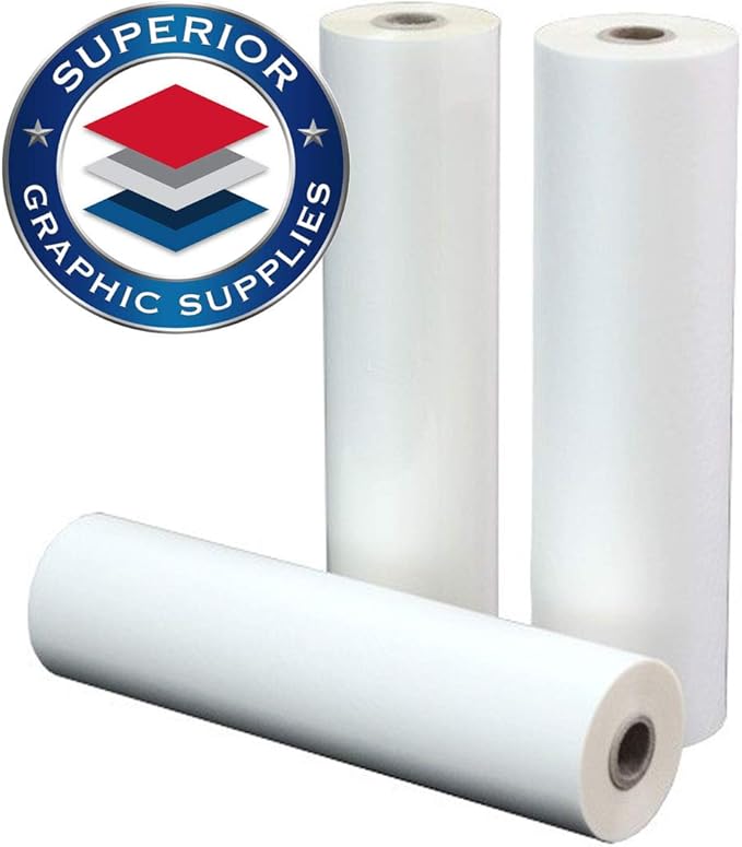 Superior Graphic Supplies 27" x 250 ft PET Thermal Laminating Film Roll - 3 Mil Thickness 1" Core, Clear Laminating Sheets for Hot Roll and Heat Shoe - Premium Laminate Roll for Menus, Posters, Signs