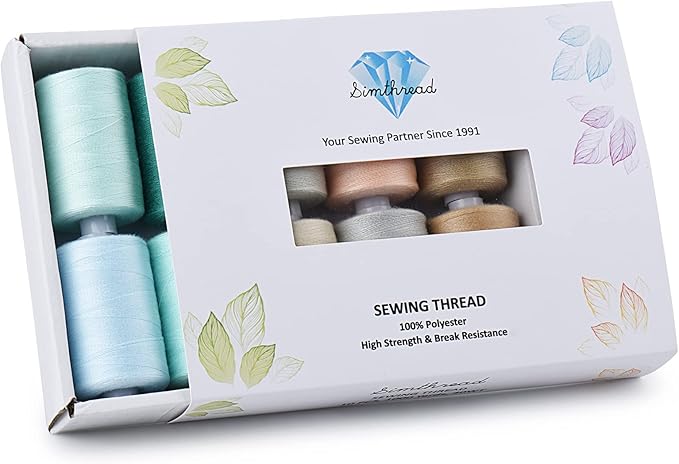 Simthread All Purposes Sewing Thread, 10 Spool Assorted Macaron Series 1000 Yards Each Bobbin Polyester Thread for Sewing, Handy Polyester Sewing Threads for Sewing Machine - (Macaron Color Series)