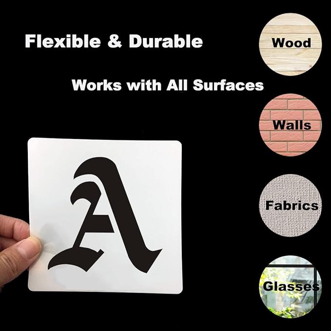 3 Inch Alphabet Letter Stencils for Painting - 70 Pack Old English Letter Stencil Templates with Numbers and Signs for Painting on Wood, Reusable Letters Stencils for Chalkboard Wood Signs & Wall Art
