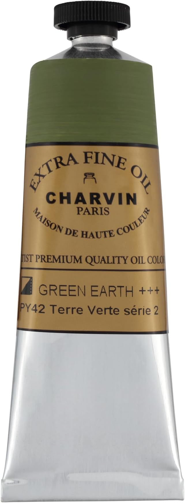 Charvin Extra Fine Oil Paint, Green Earth 60 mL - Triple-Milled, Rich Texture, Poppy Oil-Based, Light-Fast, Handmade, Archival Quality