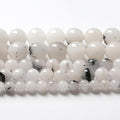 60pcs 6mm Natural Black Rutilated Quartz Crystal Jade Stone Beads for Jewelry Making Energy Healing Power Stone Beads DIY Bracelet Necklace Accessories 15" (6mm, Black Rutilated Quartz Jade)