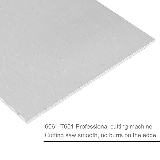 6061 T651 Aluminum Sheet Metal 6 x 12 x 1/8 (0.125”) Inch Plain Thin Aluminum Plate Covered with Protective Film, Heat Treatable Rectangle 3MM Aluminum Metal Plate for Industrial, Crafting