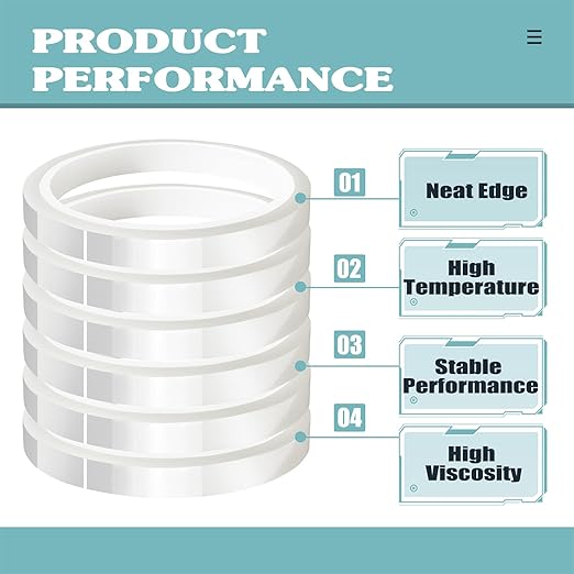 6 Rolls 10mm x33m(108ft) Clear Heat Tape,Transparent High Temperature Heat Resistant Tape,Heat Transfer Tape for Heat Press and Sublimation,Heat Transfer Vinyl,No Residue