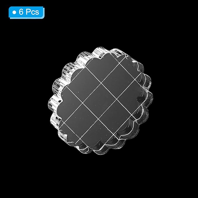 PATIKIL 1.6" Acrylic Stamp Block, 6Pcs Clear Stamping Block with Grid Lines Decorative Mounting Blocks Round for Scrapbooking DIY Crafts Card Making