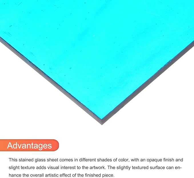 MECCANIXITY 2 Pcs Stained Glass Sheet Mosaic Tile 7.9 Inch x 5.9 Inch Blue Stained Glass Sheets for Crafts DIY Art Project