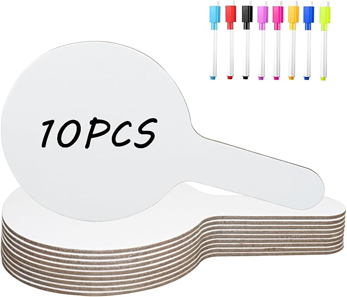 18Pcs Dry Erase Answer Paddles with Markers Thickened Handheld Double Sided Paddles Mini White Boards Small Dry Erase Signs Auction Paddles for Students Classroom Bidding Voting Games
