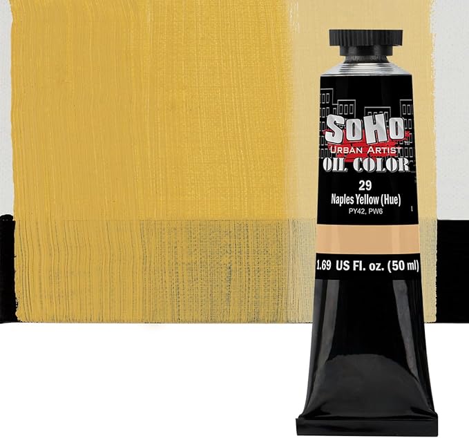 Soho Urban Artist Oil Paint - Naples Yellow Hue, 50 ml Tube - Best Valued Oil Colors for Painting, Excellent Pigment Load