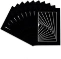 Pack of Ten Acid Free 8x10 Mats Bevel Cut for 5.5x8.5 Photos - Black Suede Precut Matboards With Backing Boards and Self Seal Photo Mat Bags For Pictures, Photos, Framing - 4-ply Thickness
