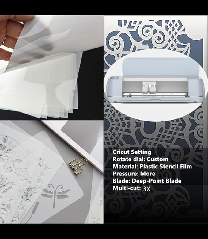 Translucent Blank Mylar Stencil Sheet for Cutting,8 Pack 12" x 24" 10mil/0.25mm Thick .Cutting Machines. Gift, Acetate Template Material,Craft Plastic Sheets