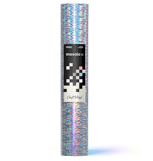 VViViD Mosaic+ Silver Brushed Holographic 1ft x 5ft Crafting Vinyl Crinkle-Free 8yr UV Finish Crafting Vinyl
