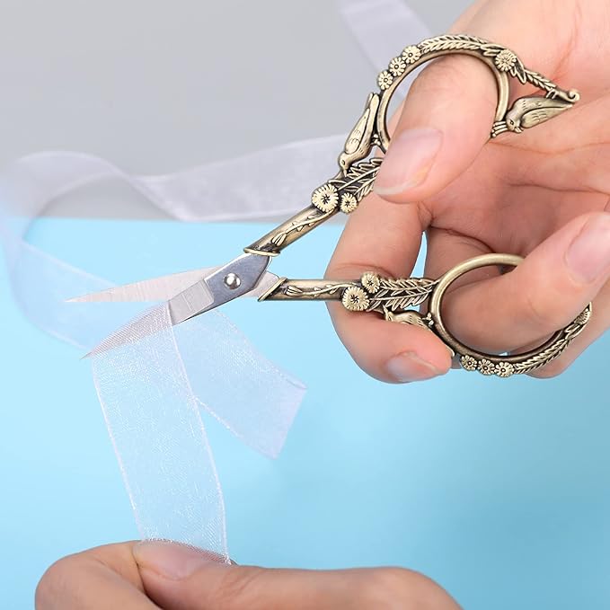Precision Embroidery Scissors – 4.6in Vintage Classic Straight Pointed Shears, Sharp Stainless Steel Small Detail Thread Snips for Needle Craft, Sewing, Decoupage, Yarn, Fabric – with Pouch