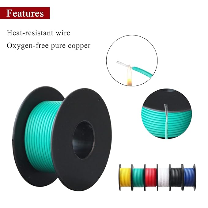 20 Gauge Electrical Wire,20 awg Wire-XINWANG 20 Gauge Stranded Tinned Copper Wire with PVC Insulation(OD:1.8 mm) 6 Colors,23ft Each, Hook Up Wire Kit