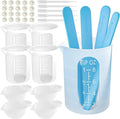 Silicone Resin Measuring Cups Tool Kit- Nicpro 250 & 100 ml Measure Cups, Silicone Popsicle Stir Sticks, Pipettes, Finger Cots for Epoxy Resin Mixing, Molds, Jewelry Making, Waxing, Easy Clean