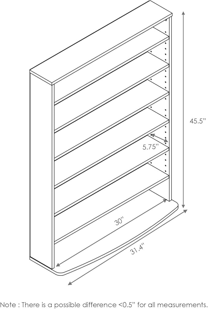 Adjustable Shelves Multimedia Storage Tower Rack with Spacious Media Organization, Durable Design, Versatile Rack for DVDs, CDs, Games, and More Espresso/6 Tier