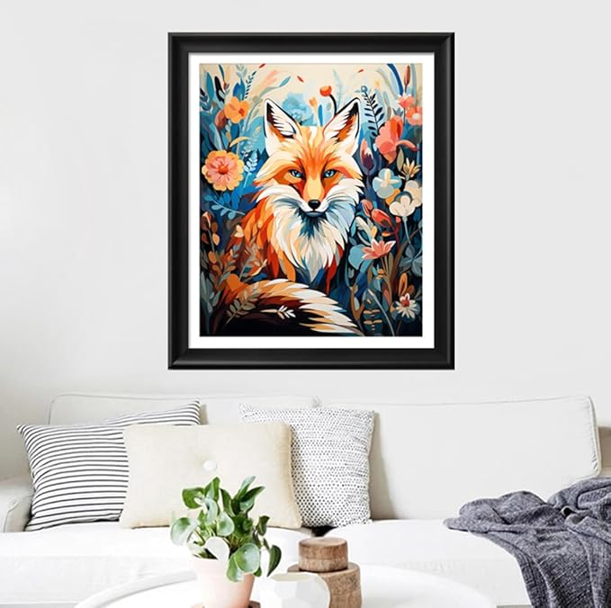 Leczany Cross Stitch Stamped Kit for Adults or Kids - Colorful Fox | DIY Embroidery Starter Patterns Craft Kit Needlepoint for Beginner | 11CT, 3 Strands | 13.8x16.9 inches
