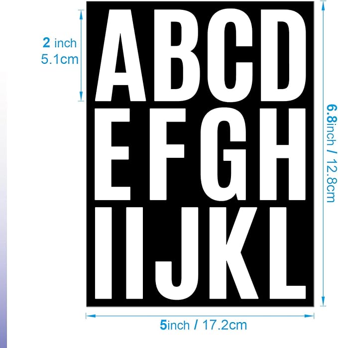 318PCS Vinyl Letter Stickers for Mailbox, 2 Inch Alphabet Numbers for House, Door, Scrapbook, Sign, Name, Classroom Decor Waterproof self Adhesive (White)