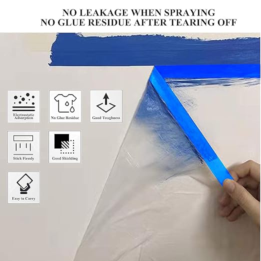 VECOPE 3-Piece Set,Pre- Masking Film Protection Covering Cloth Tape | for Automotive Covering Painting Paint Masking (2-Feet X 65-Feet)